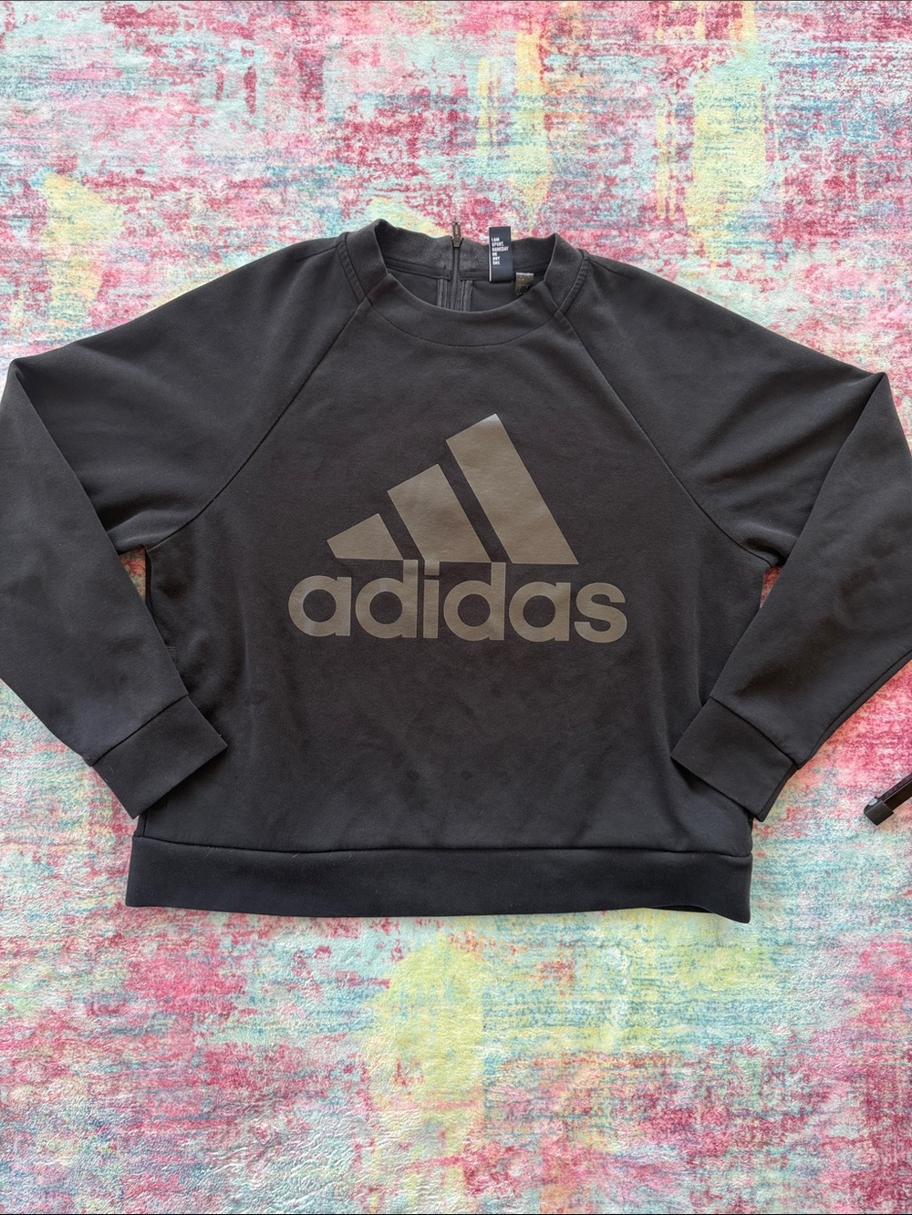 adidas Black Crewneck Sweatshirt with Large Logo